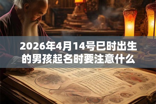 2026年4月14号巳时出生的男孩起名时要注意什么