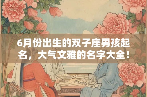 6月份出生的双子座男孩起名，大气文雅的名字大全！