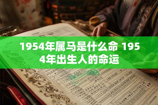 1954年属马是什么命 1954年出生人的命运