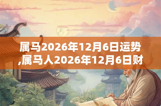 属马2026年12月6日运势,属马人2026年12月6日财运,生肖马2026年12月6日运势 属马2026年12月6日运势,属马人2026年12月6日财运,生肖马2026年12月6日运势