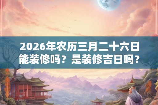 2026年农历三月二十六日能装修吗？是装修吉日吗？