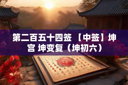 第二百五十四签 【中签】坤宫 坤变复(坤初六) 第二百五十四签 【中签】坤宫 坤变复(坤初六)