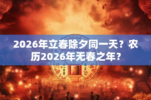 2026年立春除夕同一天？农历2026年无春之年？