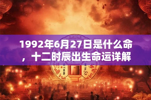 1992年6月27日是什么命，十二时辰出生命运详解
