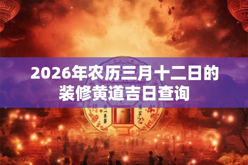2026年农历三月十二日的装修黄道吉日查询