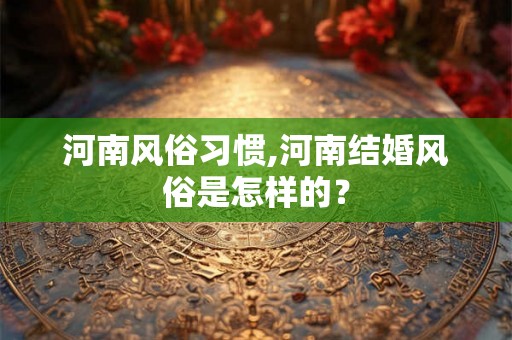 河南风俗习惯,河南结婚风俗是怎样的？
