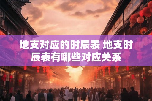 地支对应的时辰表 地支时辰表有哪些对应关系