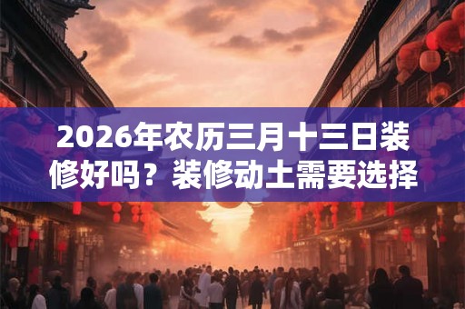 2026年农历三月十三日装修好吗？装修动土需要选择吉日吗？