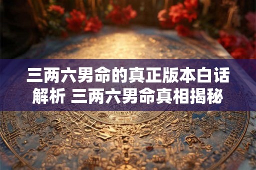 三两六男命的真正版本白话解析 三两六男命真相揭秘