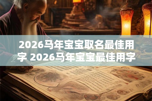2026马年宝宝取名最佳用字 2026马年宝宝最佳用字