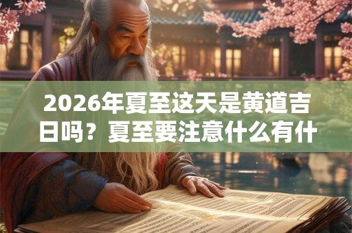 2026年夏至这天是黄道吉日吗？夏至要注意什么有什么禁忌？