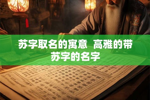 苏字取名的寓意  高雅的带苏字的名字