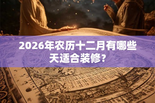 2026年农历十二月有哪些天适合装修？