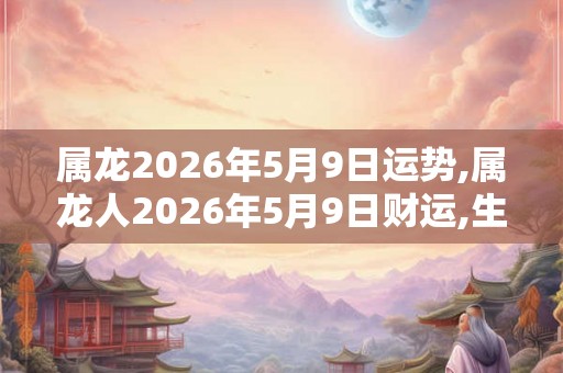 属龙2026年5月9日运势,属龙人2026年5月9日财运,生肖龙2026年5月9日运势