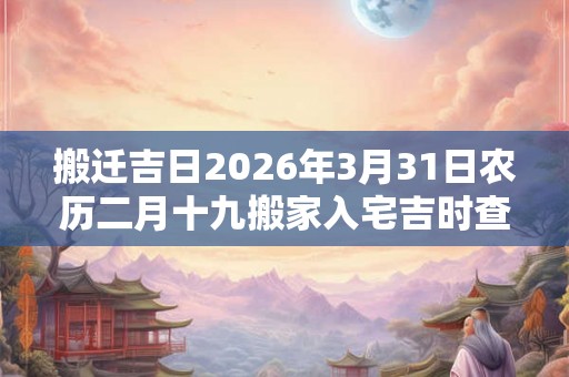搬迁吉日2026年3月31日农历二月十九搬家入宅吉时查询