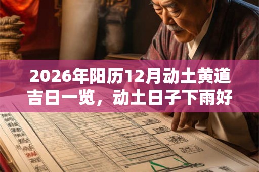 2026年阳历12月动土黄道吉日一览,动土日子下雨好不好? 2026年阳历12月动土黄道吉日一览,动土日子下雨好不好?