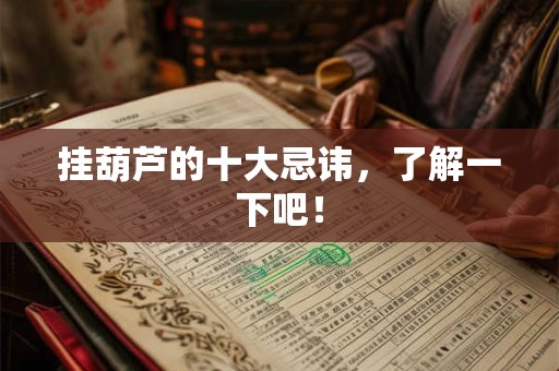 挂葫芦的十大忌讳，了解一下吧！