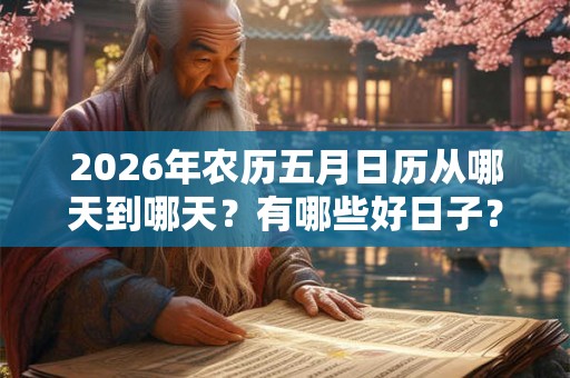 2026年农历五月日历从哪天到哪天？有哪些好日子？