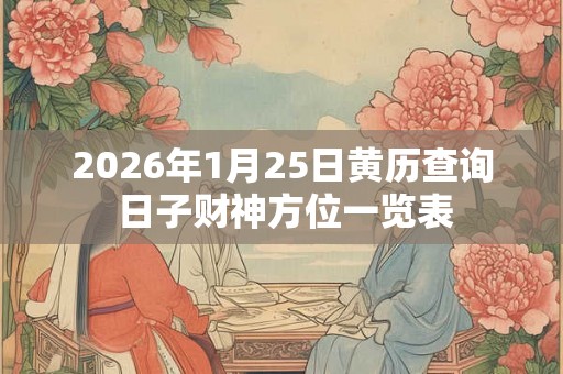 2026年1月25日黄历查询 日子财神方位一览表