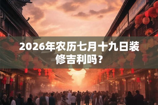 2026年农历七月十九日装修吉利吗？