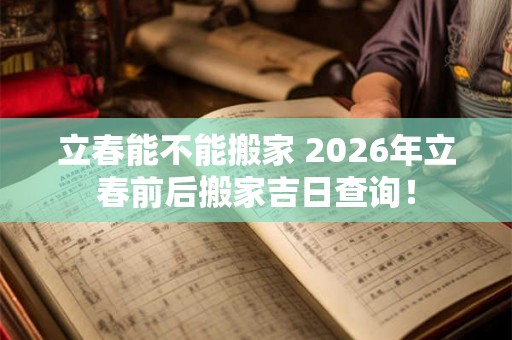 立春能不能搬家 2026年立春前后搬家吉日查询！