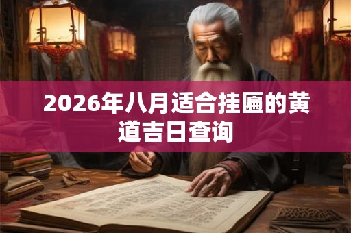 2026年八月适合挂匾的黄道吉日查询