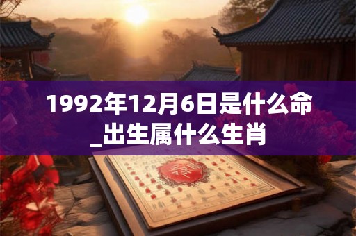 1992年12月6日是什么命_出生属什么生肖