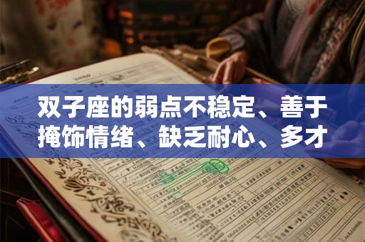 双子座的弱点不稳定、善于掩饰情绪、缺乏耐心、多才多艺和抗挫能力差