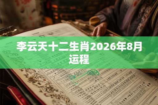 李云天十二生肖2026年8月运程 李云天十二生肖2026年8月运程