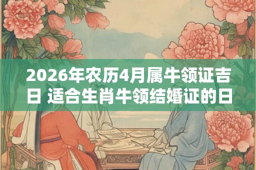 2026年农历4月属牛领证吉日 适合生肖牛领结婚证的日子