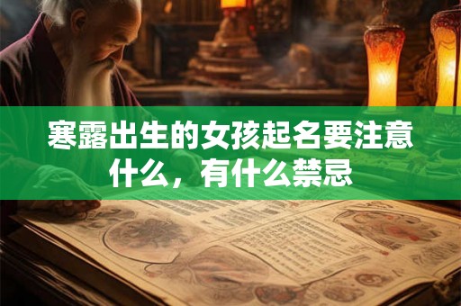 寒露出生的女孩起名要注意什么，有什么禁忌