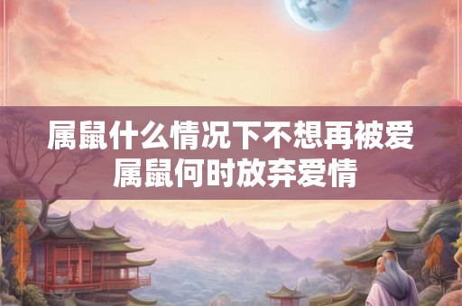 属鼠什么情况下不想再被爱 属鼠何时放弃爱情 属鼠什么情况下不想再被爱 属鼠何时放弃爱情