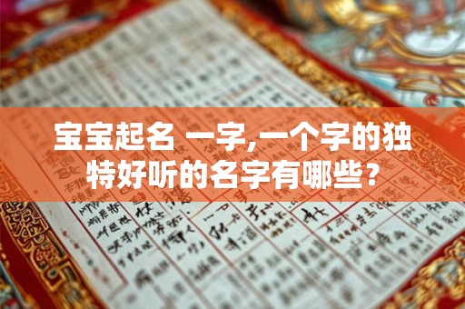 宝宝起名 一字,一个字的独特好听的名字有哪些？