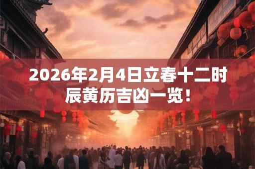 2026年2月4日立春十二时辰黄历吉凶一览！