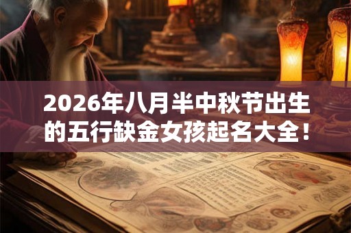 2026年八月半中秋节出生的五行缺金女孩起名大全！