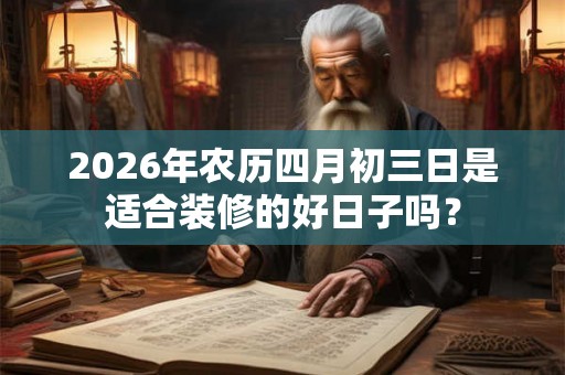 2026年农历四月初三日是适合装修的好日子吗? 2026年农历四月初三日是适合装修的好日子吗?