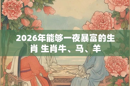 2026年能够一夜暴富的生肖 生肖牛、马、羊
