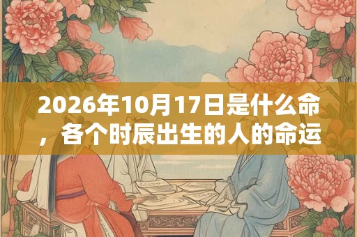 2026年10月17日是什么命，各个时辰出生的人的命运
