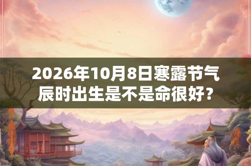 2026年10月8日寒露节气辰时出生是不是命很好？