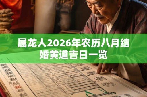 属龙人2026年农历八月结婚黄道吉日一览