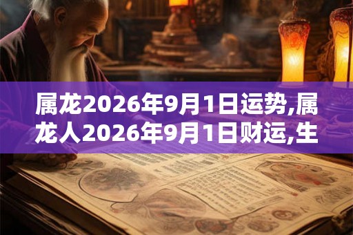 属龙2026年9月1日运势,属龙人2026年9月1日财运,生肖龙2026年9月1日运势