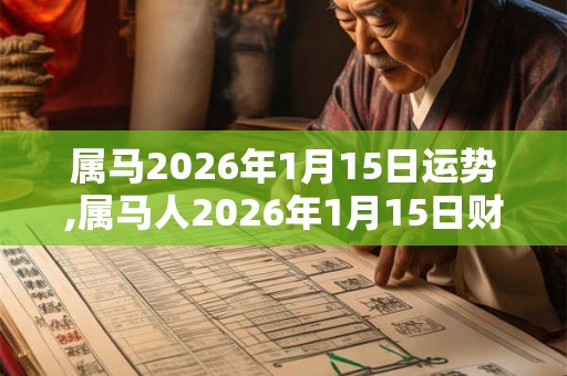 属马2026年1月15日运势,属马人2026年1月15日财运,生肖马2026年1月15日运势