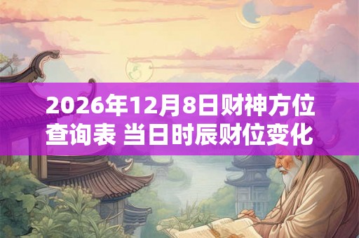 2026年12月8日财神方位查询表 当日时辰财位变化表