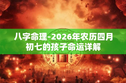 八字命理-2026年农历四月初七的孩子命运详解