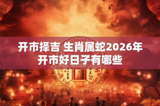 开市择吉 生肖属蛇2026年开市好日子有哪些