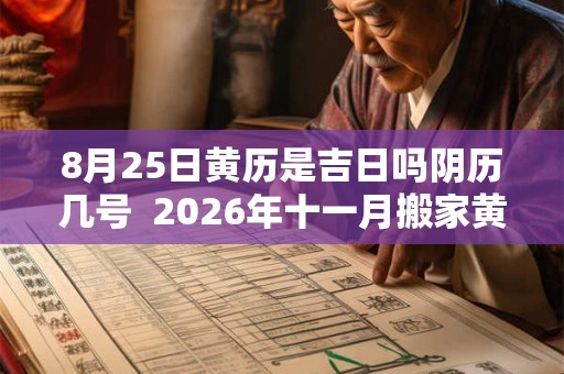 8月25日黄历是吉日吗阴历几号  2026年十一月搬家黄道吉日
