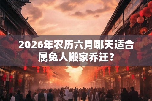 2026年农历六月哪天适合属兔人搬家乔迁？