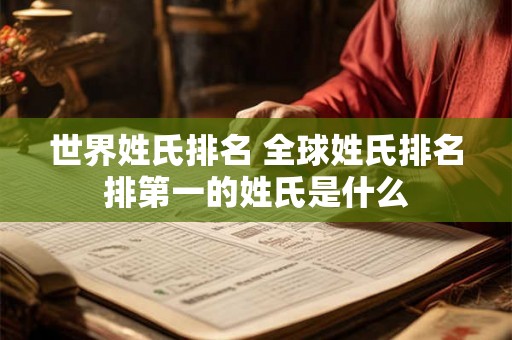 世界姓氏排名 全球姓氏排名排第一的姓氏是什么 世界姓氏排名 全球姓氏排名排第一的姓氏是什么