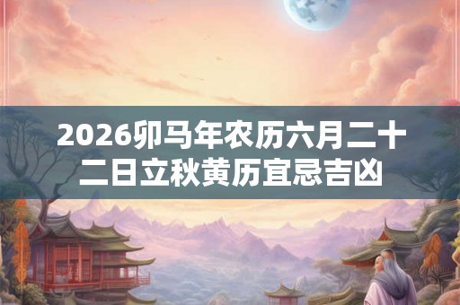 2026卯马年农历六月二十二日立秋黄历宜忌吉凶