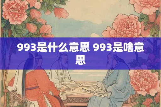 993是什么意思 993是啥意思 993是什么意思 993是啥意思